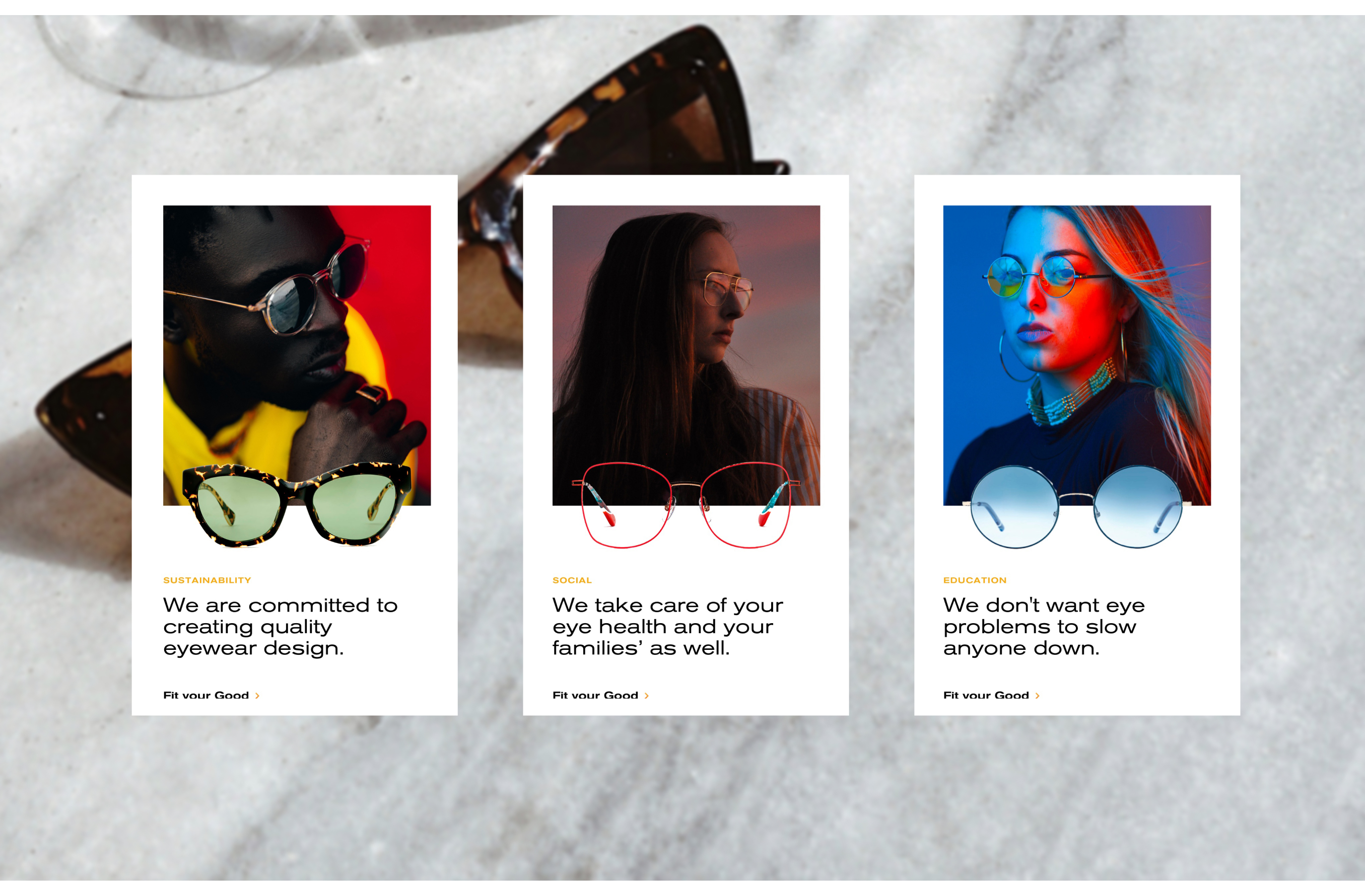 The Good Trooupe is a new eyewear brand that was born with an unwavering purpose. The challenge when creating its verbal and visual identity was to show it without losing an iota of relevance in the fashion sector.
