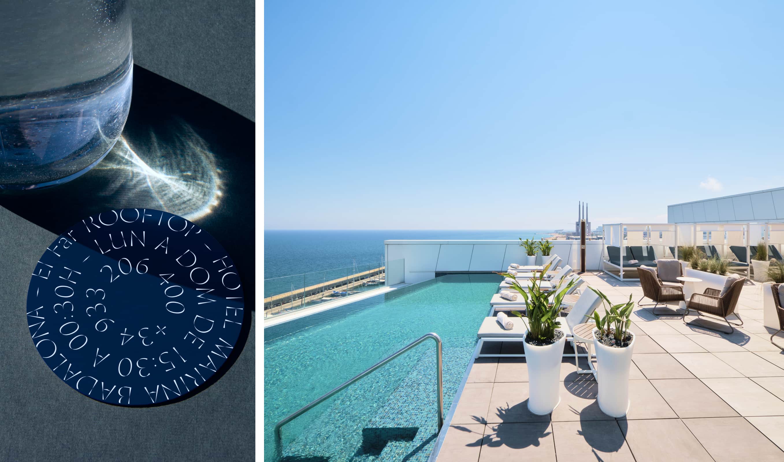 We developed the identity and outlets of the Hotel Marina Badalona, a new Sallés Group hotel with a privileged location and direct connection to Barcelona, which offers luxurious stays, and high-quality gastronomy and wellbeing. 
